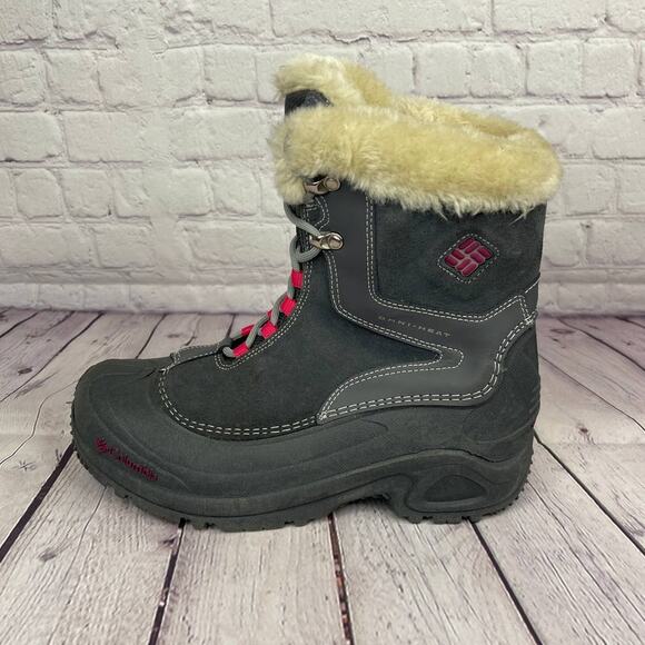 Columbia Omni-Heat Gray Pink Winter Snow Boots Girl Size 6/W Size 8 (BY1291-022) - Picture 3 of 10